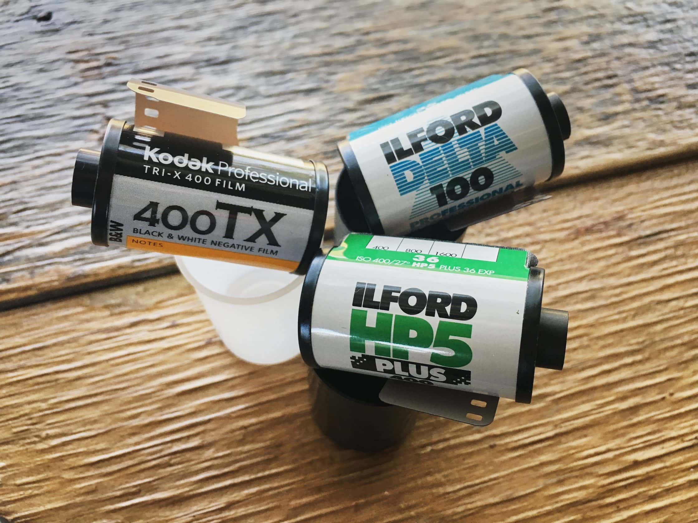 Rolls of expired black and white 35mm film